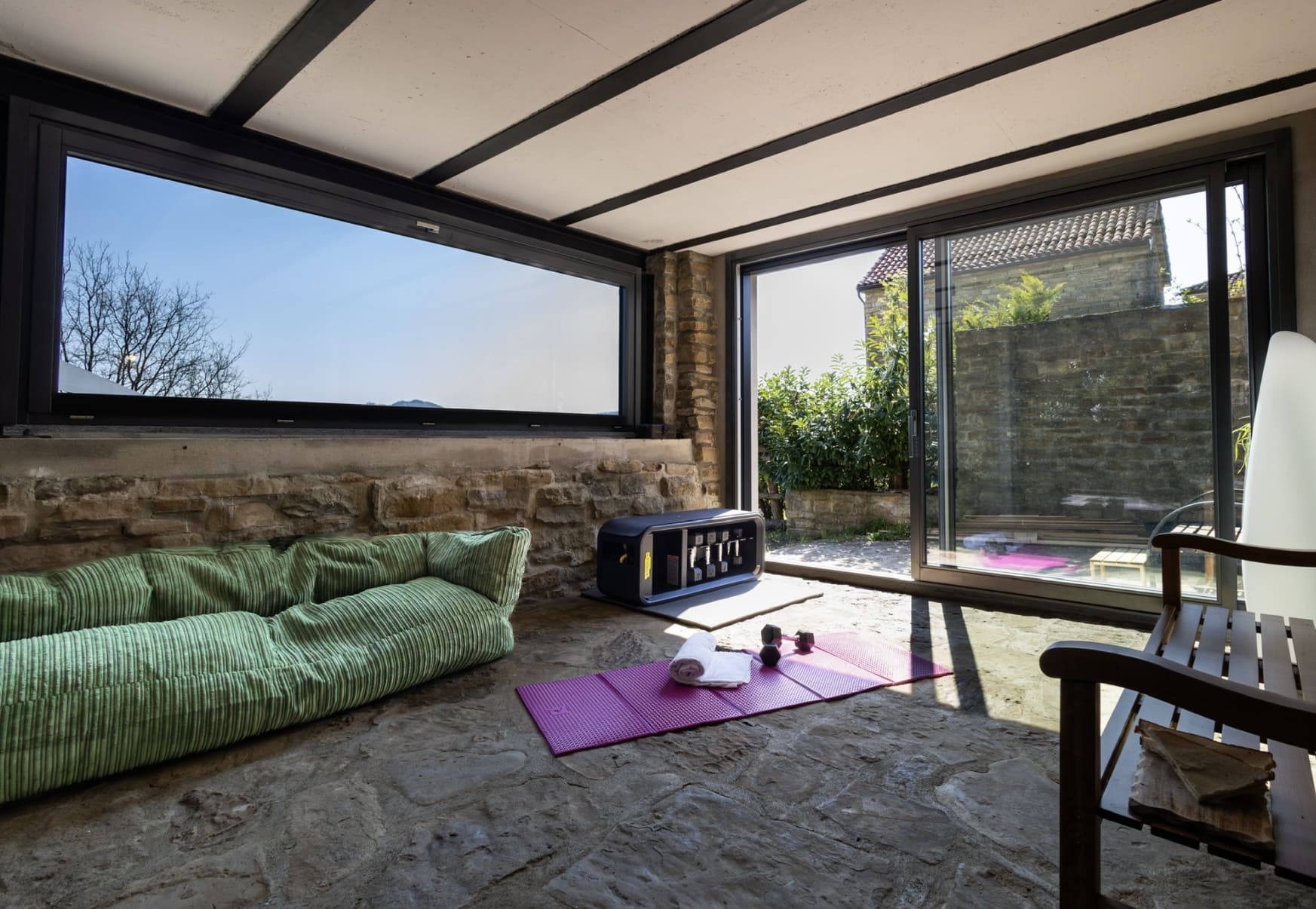 Glass-walled room